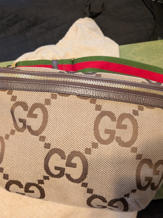 Gucci Other - Authentic Gucci Men’s Beige GG Canvas Belt Bag with Green-Red Web